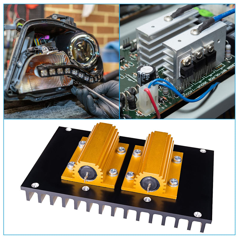 PATIKIL 2 Pieces 50W 50 Ohm Aluminum Case Resistor Housing Wire Resistors Screw Tap Power Resistor Gold Tone 50 Ω