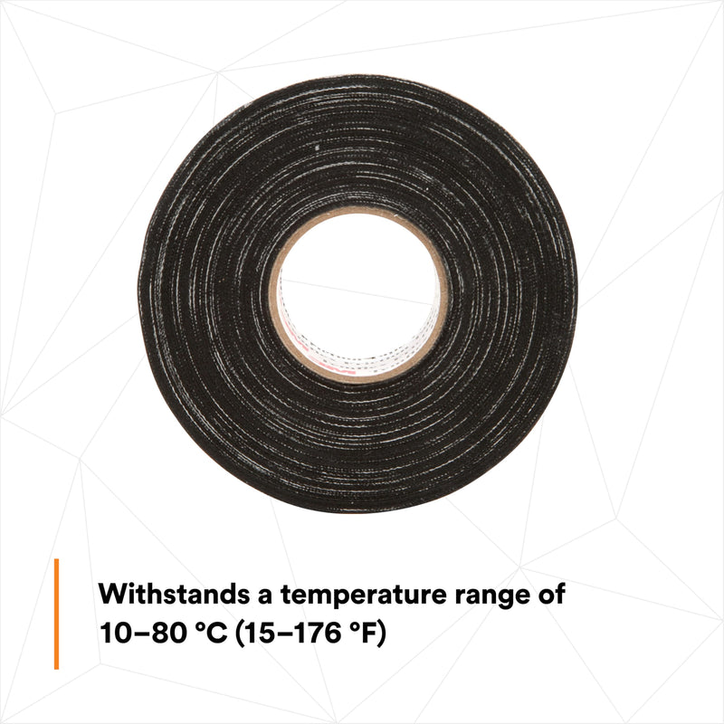 3M Temflex Cotton Friction Tape 1755, Black, 1-1/2" Width, 82-1/2 Foot Length