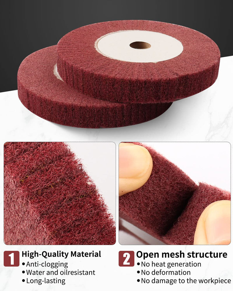 [Australia - AusPower] - 6 Inch Bench Grinder Polishing Wheel, 320 Grit Tight Weave Tough Polishing Burnishing Wheel, Great for Refurbishing Golf Clubs Metal Copper, Perfect Size 1" Thickness for 0.8" Arbor(Red). 2Pcs(6"x1" 320#) 