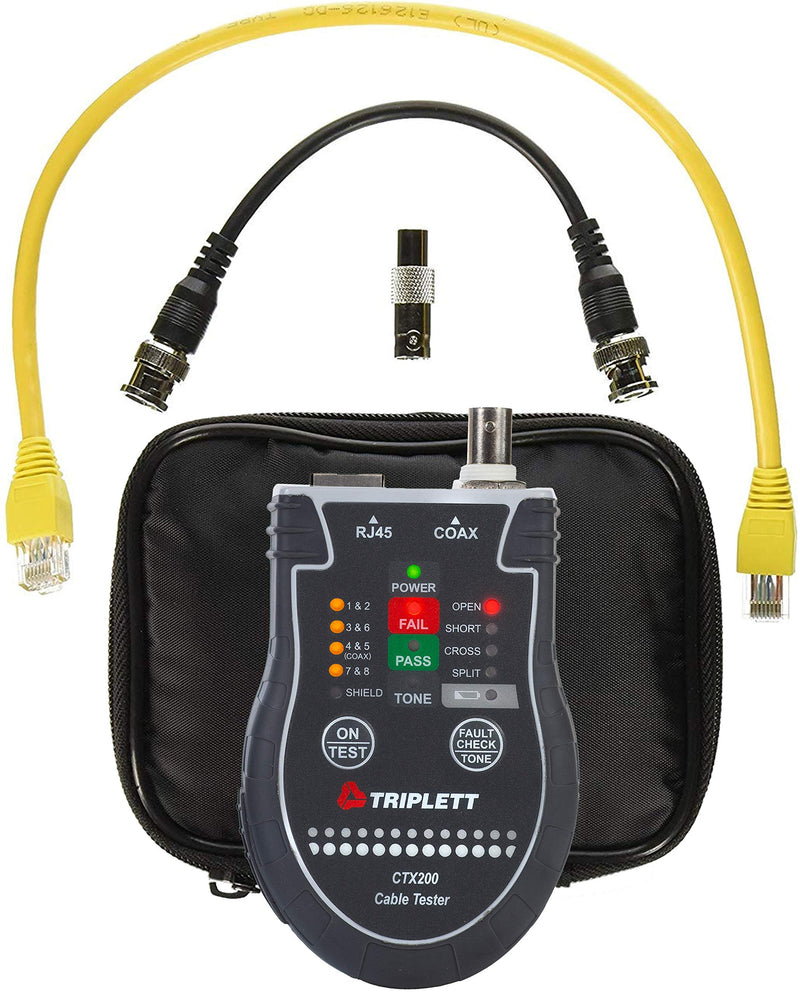 [Australia - AusPower] - Triplett CTX200 Pocket CAT LAN Tester for RJ45, CAT 5/6, and Coax Cables with Instant Pass/Fail Results 