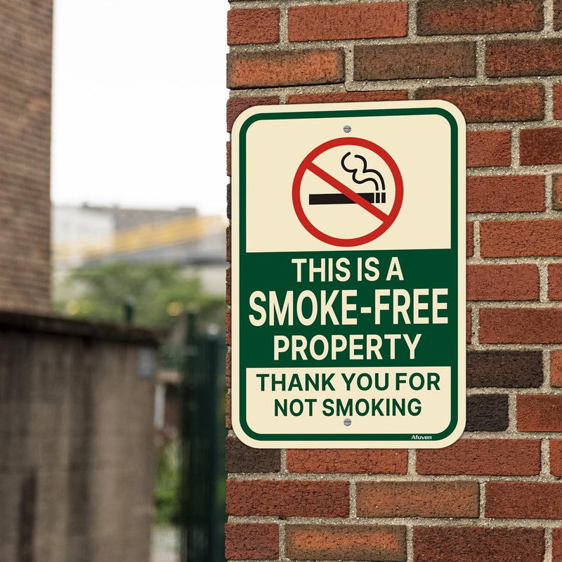 This is a Smoke Free Property Thank You for Not Smoking Signs 18” x 12” Business Home Facility Outdoor Rust Free Aluminum 2 Pack