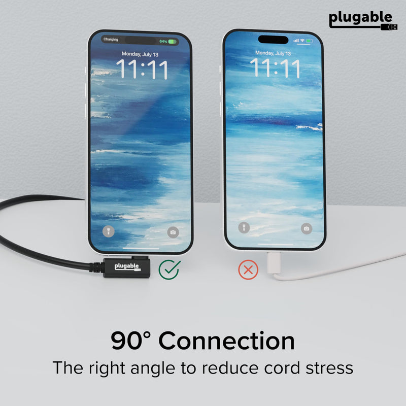Plugable Thunderbolt 4 Cable Right Angle 40Gbps with 240W EPR Charging, 8K Display, Intel Certified 2.6 Feet (80CM) Compatible with USB4, Thunderbolt 3, USB C, iPad, MacBook, Windows (TBT4-240W-80CMR)