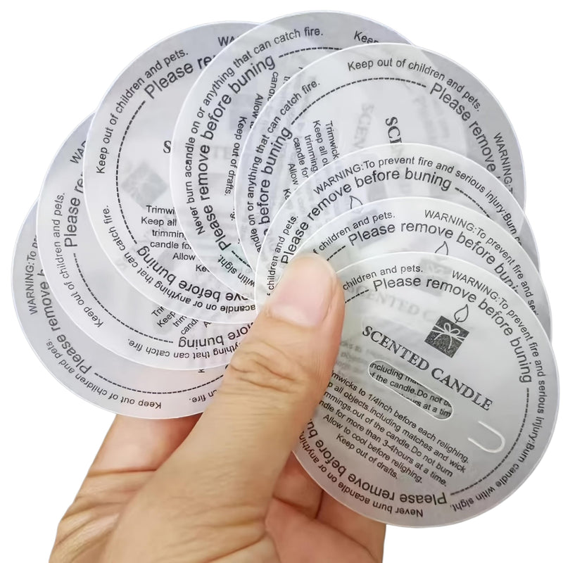 YiJiaXiang Round Scented Candle Warning Safety Stickers, Clear Labels with Candle Care Instructions, Please Remove Before Burning (100, Diameter 5.5cm) Diameter 2.17 inches 100
