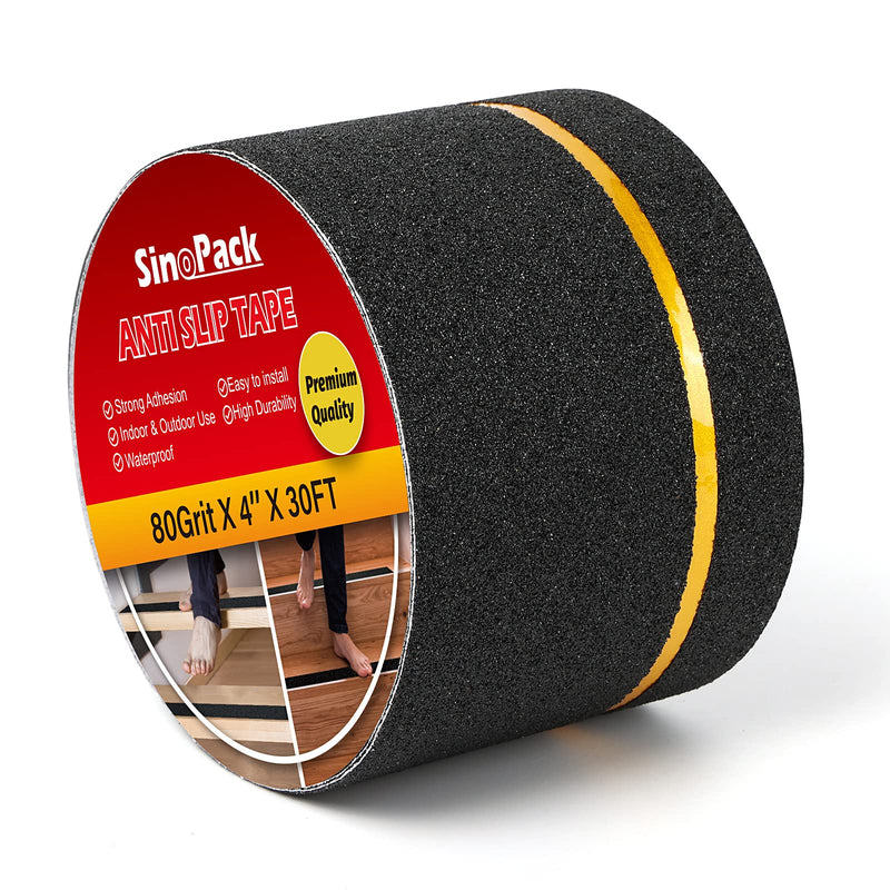Non Slip Tape 4Inch x 30FT Waterproof Anti Slip Traction Tape, Best Grip Anti Slip Tape with Reflective Stripe for Slippery Stairs Surfaces Yellow Reflective Stripe