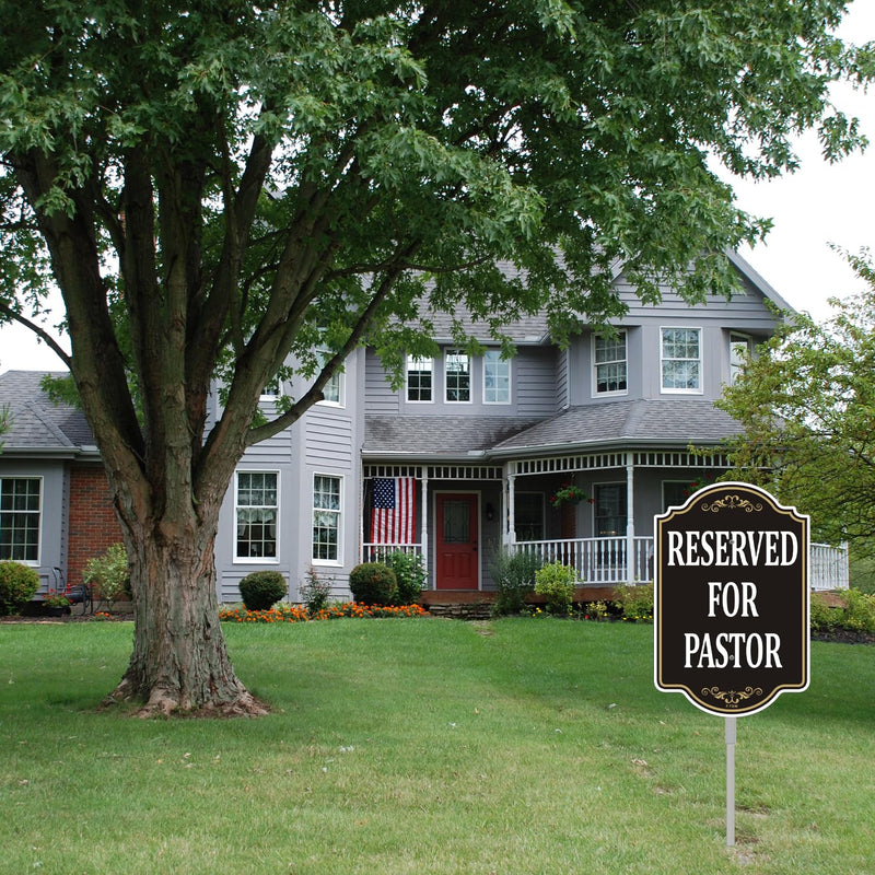Reserved for Pastor Only Sign Church Parking 18" x 12" With 35" Long Metal Office Property Driveway Traffic Stake With Stand Aluminum Outdoor Use Yard Street House Home Business