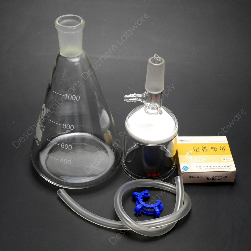 1000ml,Suction Filtration Device,200ml Buchner Funnel,1L Erlenmeyer Flask,70mm Filter Paper