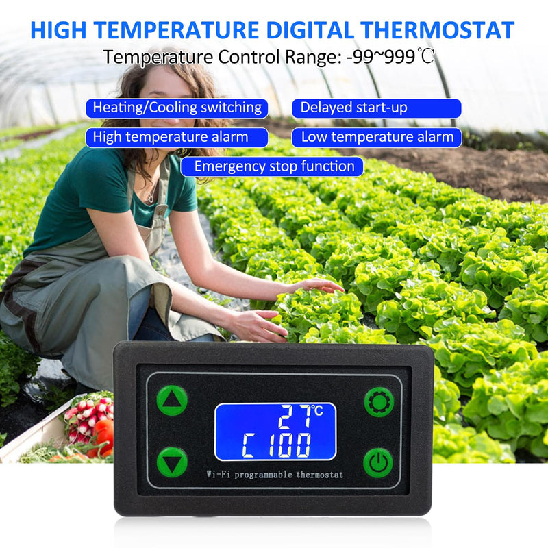 [Australia - AusPower] - ZFX-WT01 WiFi Remote High Temperature Digital Thermostat K-type Thermocouple High Temperature Controller -99~999℃ 