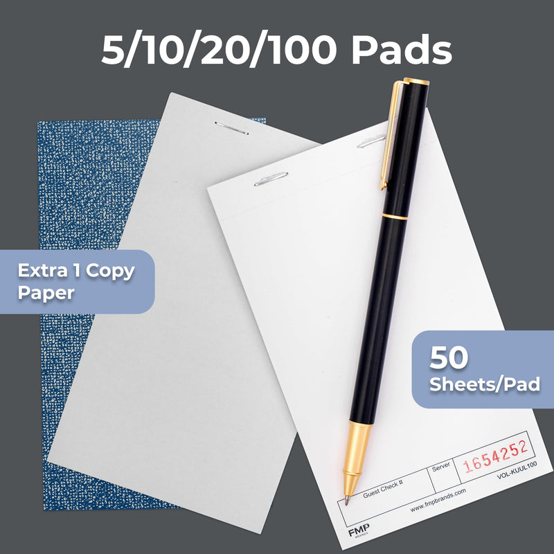 [Australia - AusPower] - FMP Brands 5 Pack Guest Checks Pads, Server Notepad for Waitress, Memo Scratch Pad Server Waitress Waiter Book, Order Pads for Servers, Numbered Paper Notepads for Restaurant, Bar, Cafe, Diners 