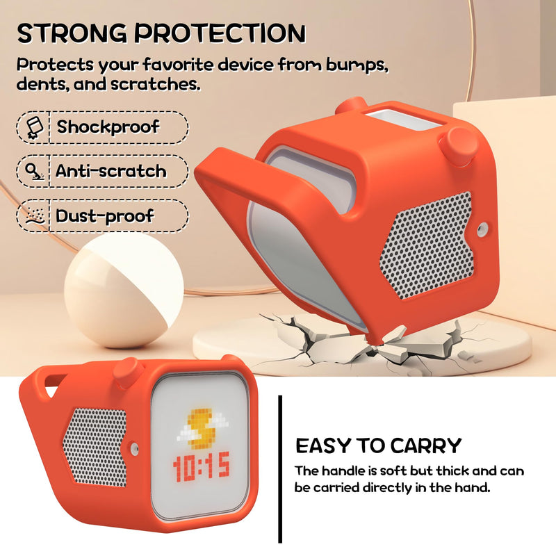 [Australia - AusPower] - Silicone Case for Yoto Player (3rd Gen.), Silicone Protective Sleeve Case Compatible with Yoto Player, Anti-Slip, Bumps and Wear and TearSilicone Skin Cover with Easy-to-Carry Handle - Orange 