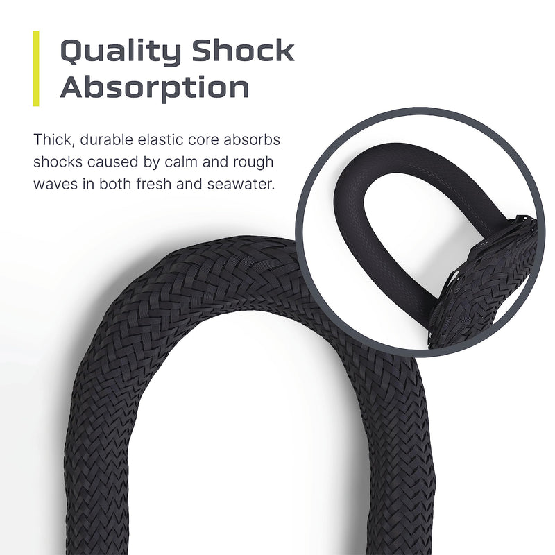 Bungee Dock Lines for Boats, Strong Jet Ski Dock Line, Boat Bungee Dock Lines, Boat Tie Downs for Dock, Boat Tie Off Rope, Mooring Lines for Boats - Boat Accessories (Black, 5FT (2-Pack)) 5FT (2-Pack) Black