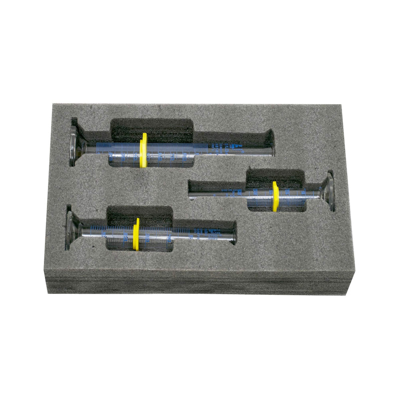 EISCO Premium Graduated Cylinder Set - 25mL, 50mL & 100mL - ASTM, Class A - Protective Collars, Hexagonal Base - Blue Graduations - Borosilicate 3.3 Glass