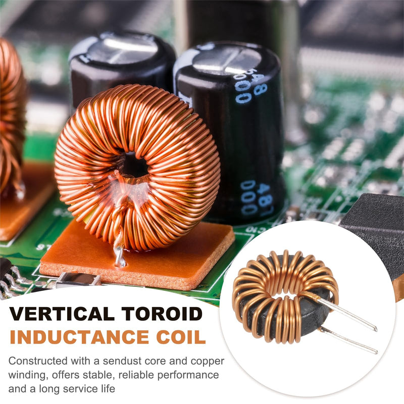 QUARKZMAN Toroid Core Inductor 33uH 5A Copper Wire Winding Inductance Solenoid Coil for Transformers 0.51 Inch Outer Diameter Pack of 12 | Inductance Coil Replacement, Copper Inductance Wire, 13mm Diameter, For Printed Circuit Board
