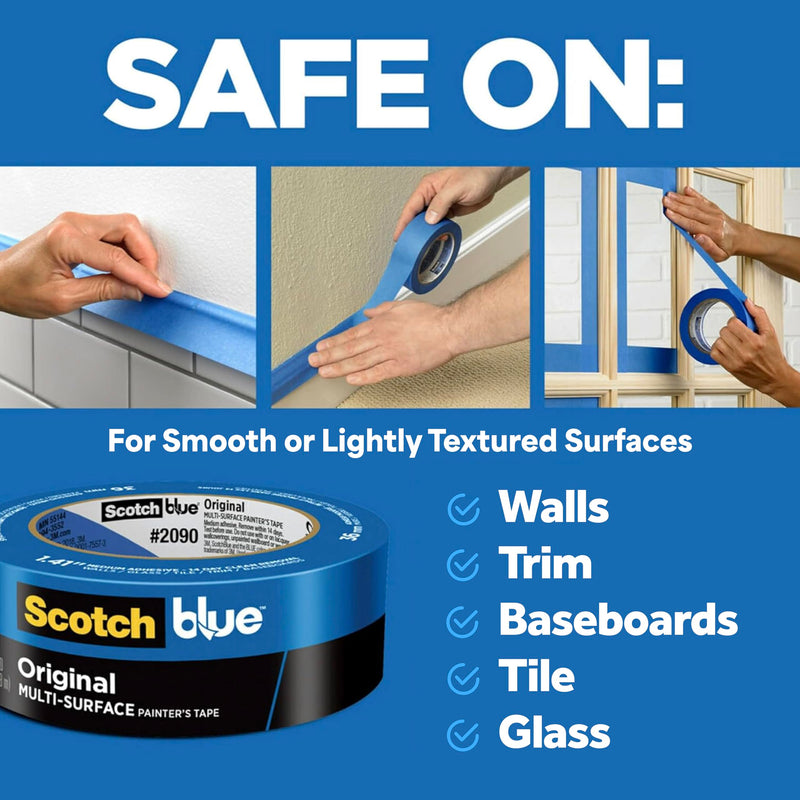 TapeCase 2090 Long-Mask Masking Tape Converted from 3M 2090-0.188 in. x 180 ft. Masking Tape Roll for Medium Adhesion. Painting Wall Preparation
