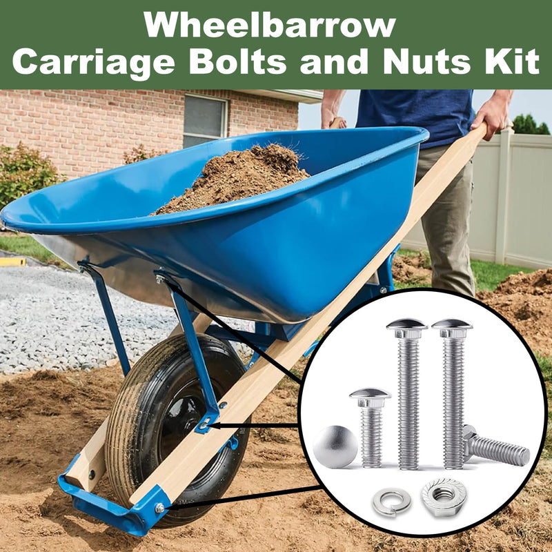 [Australia - AusPower] - 5/16-18 Carriage Bolts Set 40pcs Wheelbarrow Handles Replacement Kit 304 Stainless Steel Nut and Bolt Set Assortment Kit Compatible for Jackson Wheelbarrow Rebuild, Furniture Repair, Wood Joining 