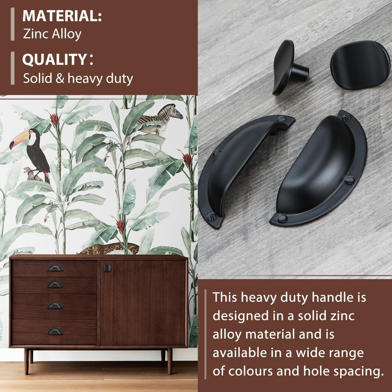 6 Pack Matte Black zinc Alloy Solid Cabinet Knobs,Black Single Hole Drawer Square knob Handles for Cabinets and Dresser Drawers Rustic 6 Pack