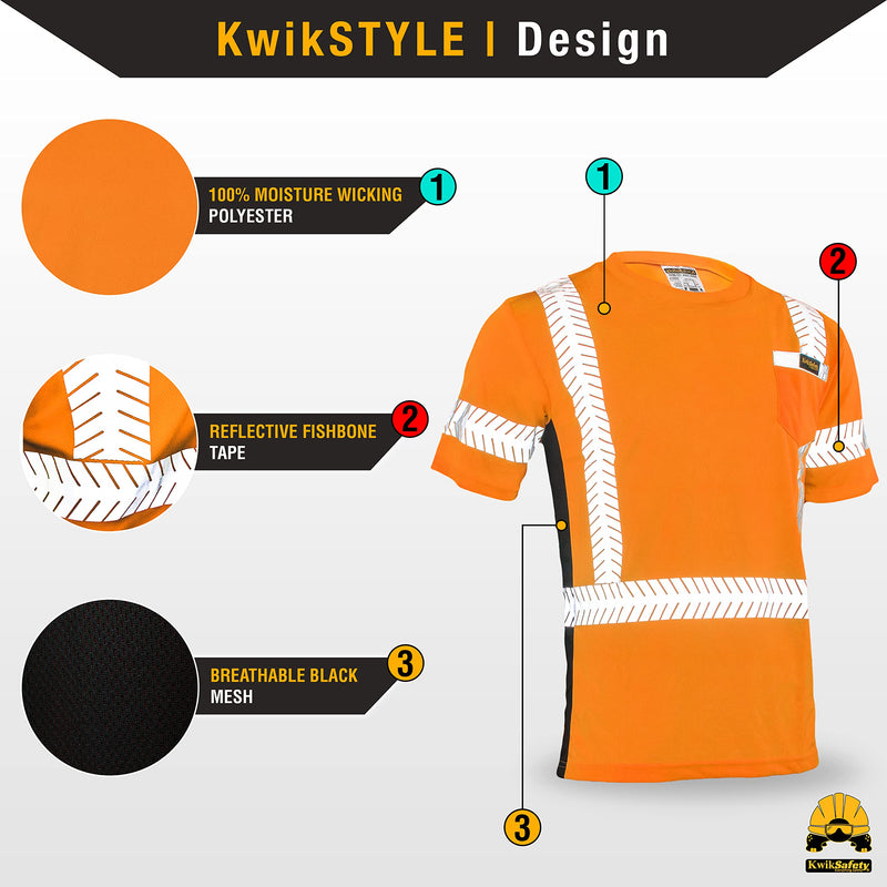 KwikSafety - Charlotte, NC - Renaissance Man Short Sleeve Safety Shirt [Reflective Fishbone Tape] Class 2 ANSI OSHA XX-Large Fishbone Tape | Orange
