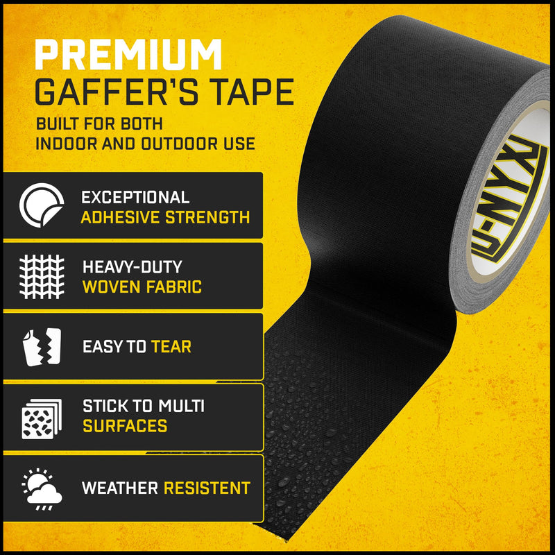 [Australia - AusPower] - Gaffer Tape 2 Inch x 2 Pack Black Gaff Tapes, Heavy Duty No Residue, Matte Finish, Non-Reflective, Multipurpose Waterproof Black Frog Tape, Strong Fabric Tape 
