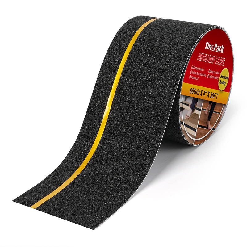 Non Slip Tape 4Inch x 30FT Waterproof Anti Slip Traction Tape, Best Grip Anti Slip Tape with Reflective Stripe for Slippery Stairs Surfaces Yellow Reflective Stripe