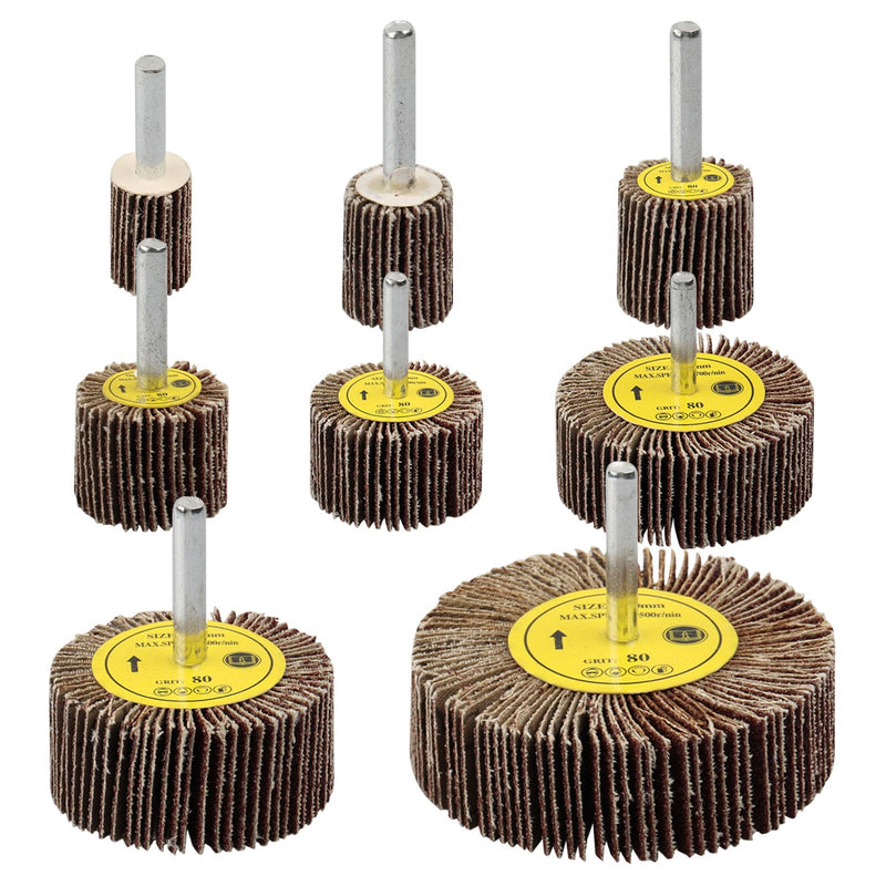 8 Pcs Flap Wheel Sander Set, 1/4" Shank 8Size Flapper Wheel, SHITIME Long-Lasting Cylindrical Shape Sanding Wheel for Removing and Polishing Rust Paint(80 Grit) 8