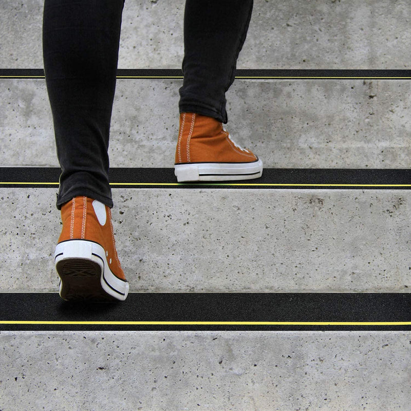 COSIMIXO 4" x 33FT Anti Slip Tape with Reflective Stripe,Premium Grip Tape Non Slip Stair Treads Tape,Non Skid Tape, High Traction Adhesive for Stairs Step Black/Yellow 4Inch x 33Ft