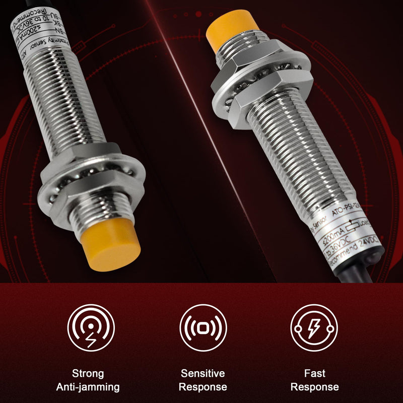 [Australia - AusPower] - 4Pcs M12 Proximity Sensor, NPN NO Inductive Proximity Sensor, Approach Switch, 4mm Detecting Distance Normally Open 6-36V LJ12A3-4-Z/BX, Unshielded, Can Replace Small Switches and Limit Switches 4 pcs 