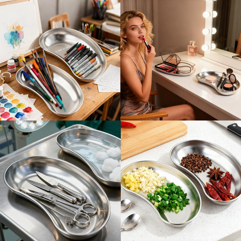 Surgical Kidney Bowl Stainless Steel Curved Trays Pack of 3 | Medical, Trays Laboratory Bowls, Reusable Trays for Storage Große