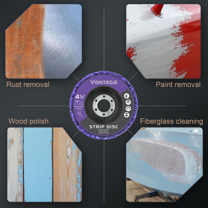 [Australia - AusPower] - 6-Pack 4-1/2” x 7/8” Paint Stripper Discs for Angle Grinder – Multi-Surface Rust & Paint Removal Wheels 2 Purple 2 Blue 2 Black 4-1/2 in - 6 pk 