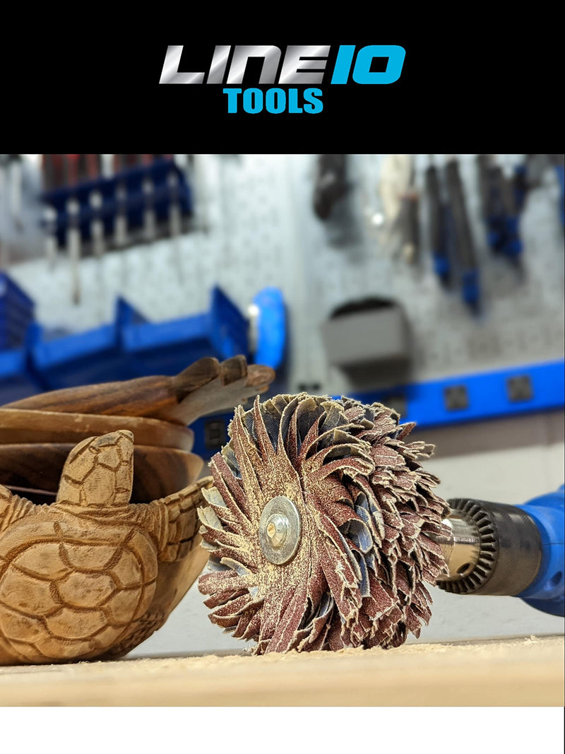[Australia - AusPower] - LINE10 Tools 4-inch Sanding Mop Kit, Moulding Flap Sander Wheel for Drill Press 80, 120, 240 Grit, Pack of 3 80 | 120 | 240 Grit 3.0 