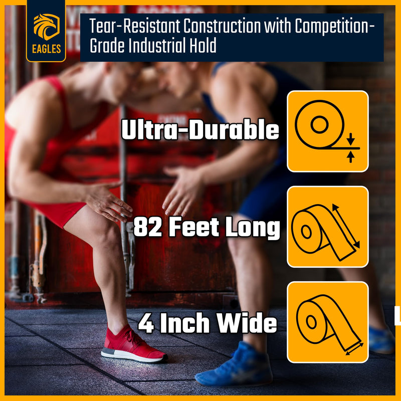 Clear Mat Tape for Wrestling Grappling Gymnastics Jiu Jitsu MMA Floor | Exercise Roll Out Mats Foam Tiles | Home Mats & Gym Floor Tape (1, 4 Inch) 1