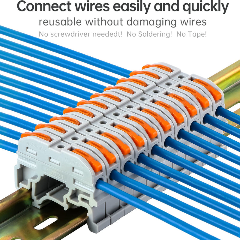 [Australia - AusPower] - GKEEMARS DIN Terminal Blocks, Universal Wiring Connector Lever Wire for Electrical Wires KV-121 (50 Pcs) 