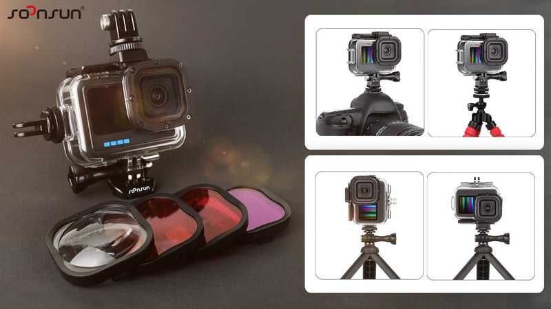 SOONSUN Waterproof Case with Dive Filter for GoPro Hero 13 12 11 10 9 Black Waterproof Case+Filters for Hero 13 12 11 10 9