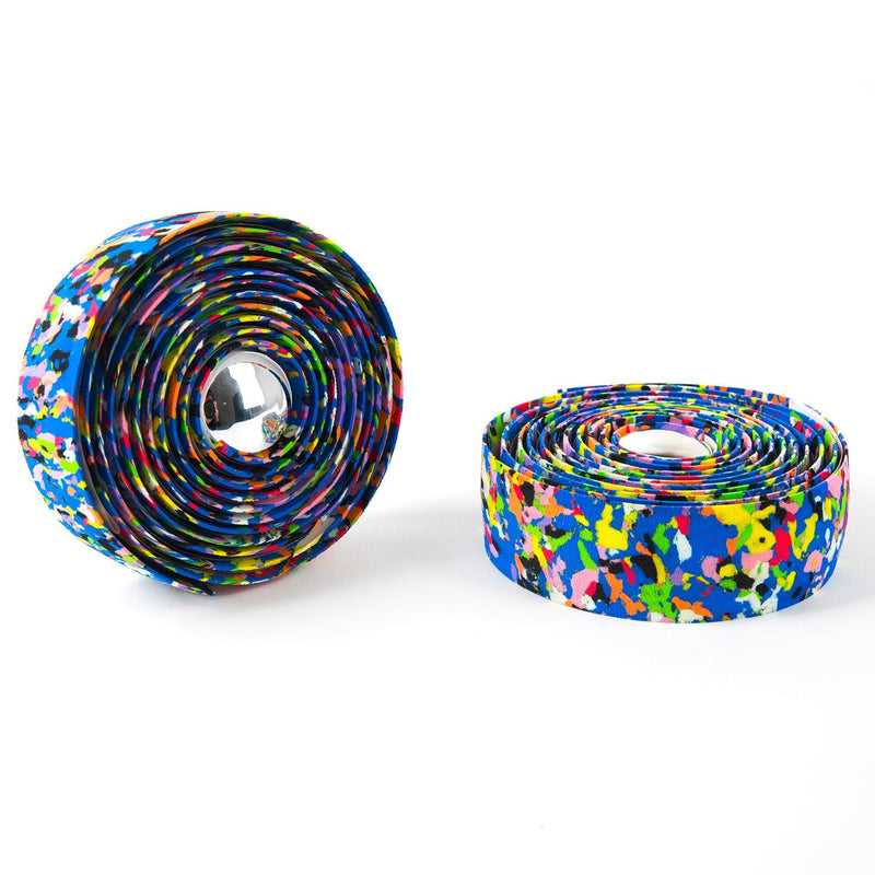 Super Vex Gel Road Bike Bicycle Handlebar Grip Wraps Bar Tapes with Bar Plugs and Finishing Tapes for Touring, Cycling and Road Racing (Multi-Color) Multi-Color