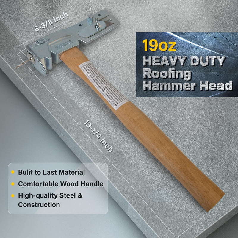Magnet Roofing Hatchet, Magnet Hammer for Roofing Repair, Handy Magnet Roofing Hammer Tool with Strong Magnet, a Sliding Gauge, Built-in Utility Knife and Nail Claw, Efficient Roofing Tools