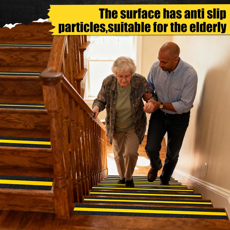 2" x 80ft Anti Slip Tape with Reflective Stripe, Adhesive Grip Non Slip Stair Treads Tape, Non Skid High Traction Adhesive for Stairs Step Ramps Boats Decks 2" x 80FT