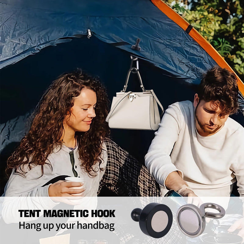 [Australia - AusPower] - Magnetic Hooks for Canopy, Magnet Clip Hanger with Carabiner for Camping, Heavy Duty Earth Magnets, Cruise Hanging, Multifunctional Tent Canopy, Suitable Tents Swivel Snap (Small) Small 