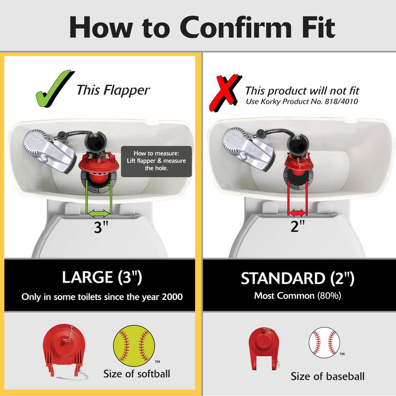 Korky 830MP QuietFILL Platinum Toilet Fill Valve and Premium Large 3-Inch Flapper-Easy to Install-Made in USA 7-3/4 In. - 13-1/2 In.