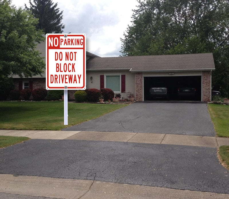 [Australia - AusPower] - No Parking Sign Do Not Block Driveway Sign, (2 Pack) 10 x 14 Inches Rust Free Aluminum Metal Sign, UV Protected Weather Resistant Durable In Easy to Mount 14 X 10 " 