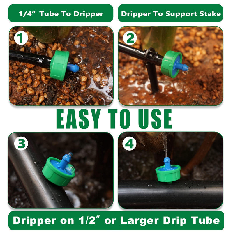 [Australia - AusPower] - 0.5 GPH Drip Irrigation Emitters Pressure Compensating Drippers Constant Flow Heads Parts Garden Flower Pots Plants Systems Dig Kit for 1/4 Inch Watering Tubing Line 50-Pack, 1/2 GPH 0.5 GPH 