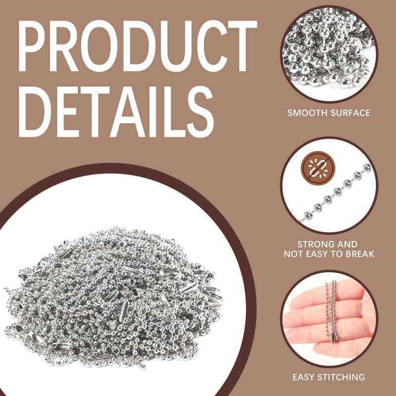 [Australia - AusPower] - 300 pcs 3.9 in Ball Chains Keychain Tag Keychain Ball Chain Bulk,Beaded Chain Connector Chains for Keychains,Dog tag Chain Key Chain Links,Silver Nickel Plated Metal 2.4mm Ball Bead Chains 300 Pcs Silver Ball Chain Necklace 3.9 in 
