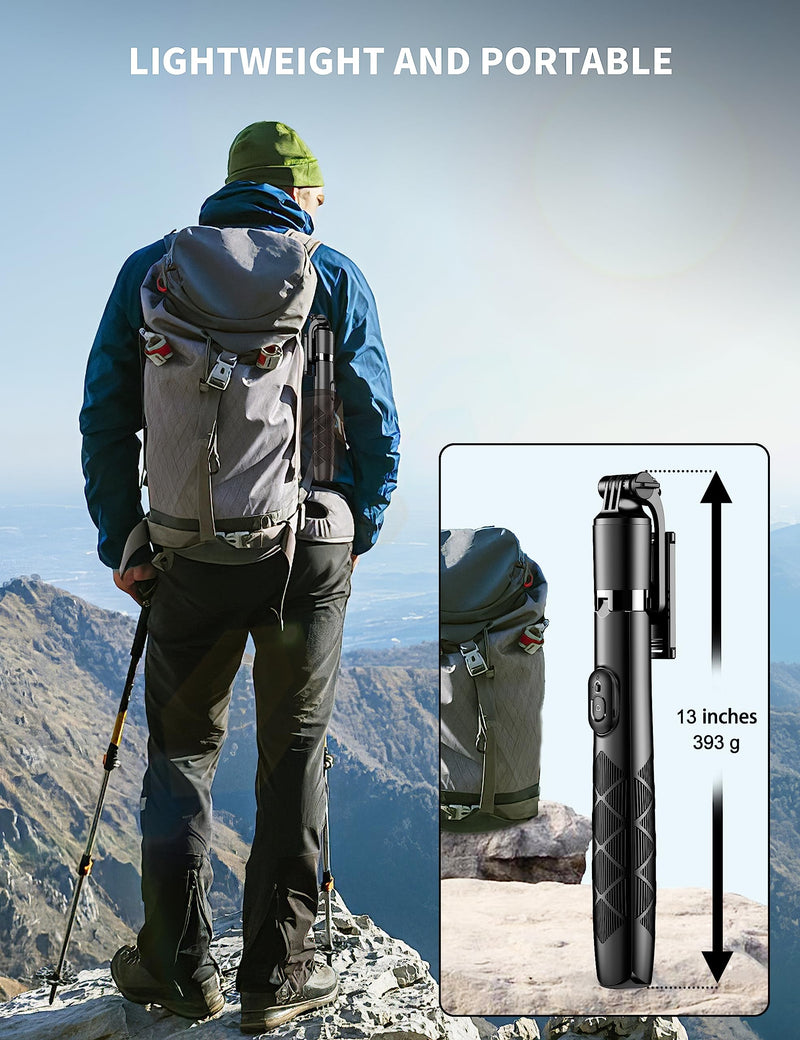 [Australia - AusPower] - 71" Phone Tripod & Selfie Stick, All in One Extendable Cell Phone Tripod with Wireless Remote, Tripod Stand for iPhone & Travel Tripod 360° Rotation Compatible with iPhone Android Phone, Camera Black 