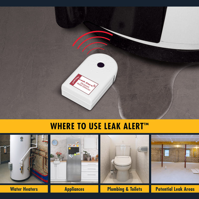 [Australia - AusPower] - Zircon Leak Alert Electronic Water Leak Detector & Flood Sensor Alarm with 90dB Audio Dual Leak Alarms, 1 Pack,White Audio Only 