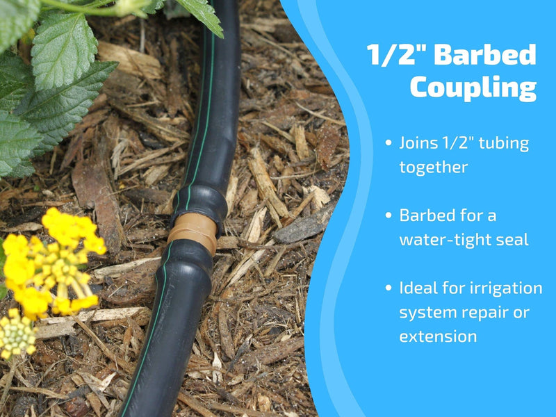 [Australia - AusPower] - 1/2" Coupling Drip Irrigation Fittings (12 Pack) - Barbed Drip Line Coupler Connectors compatible with Rain Bird and Most 1/2" Tubing or Sprinkler Systems 