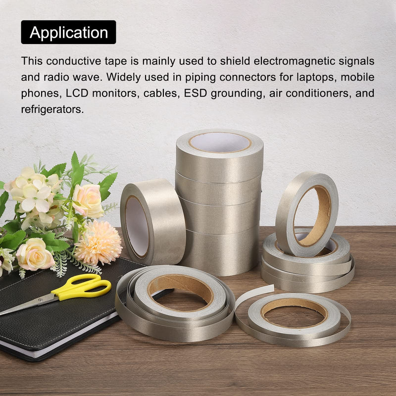 MECCANIXITY Faraday Cloth Tape 0.39" W x 65.62 Feet Conductive Cloth Fabric Adhesive Tape Roll for Laptop Cable EMI Shielding 2 Pcs 0.39"x65.62 Feet