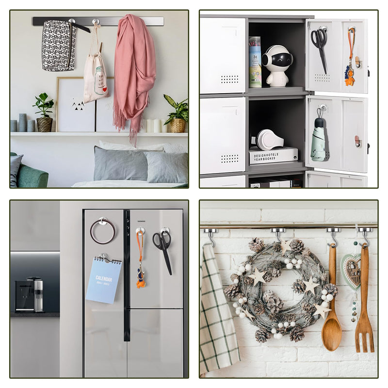 [Australia - AusPower] - VNDUEEY Magnetic Hooks, 80 Lbs Heavy Duty Magnet Hooks Cruise for Hanging, Super Strong Magnetic Hooks for Cruise Cabin, Refrigerator, Classroom, Magnetic Metal Hooks for Grill (Silver, Pack of 10) Silver 