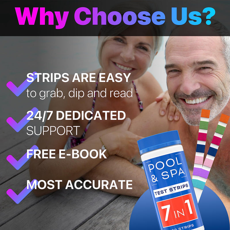 [Australia - AusPower] - All-New Pool and Spa Test Strips 7 in 1 Quick SuperAccurate Swimming 150 Pool Test Kit - Hot Tub Test Strips & Pool Water Testing Strips for pH Chlorine Bromine Hardness Alkalinity Cyanuric Acid PoolTestKit-7in1 