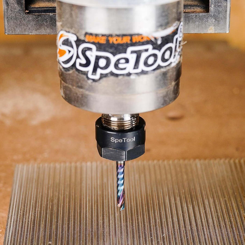SpeTool Aluminum Milling Cutter 4 mm Shank CNC Wood Solid Carbide 22 mm Cutting Length End Mill with DLC Coating for Aluminum and Plastic Pack of 5 Dia4-Lenth22