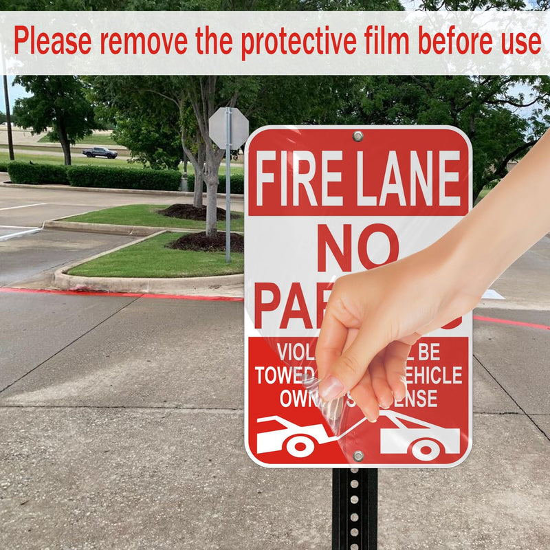 Fire Lane No Parking Sign, 12 x 18 Inches, Reflective, Weather-Resistant, Pack of 2 red and white-12"x18" - 1Pack