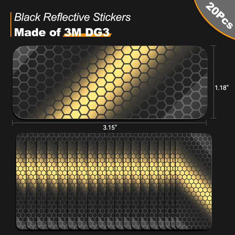 PHIXBEAR 40Pcs Reflective Stickers,Super Reflection, Safety Reflective Tape for Car Trailer Truck Bike Motorcycle, White Silve & Black Outdoor Waterproof 3.15" X 1.18"