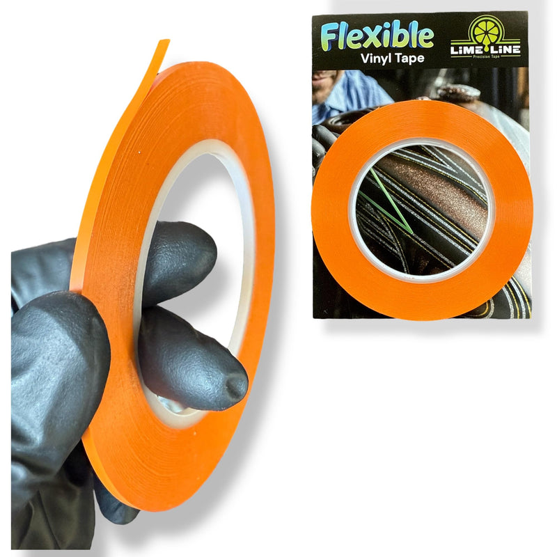 LiME LiNE Flexible Vinyl Fine Line Masking Tape for Automotive Custom Paint, No Residue Fineline Orange 1/4",1/8", 1/16" (1/8") 1/8"