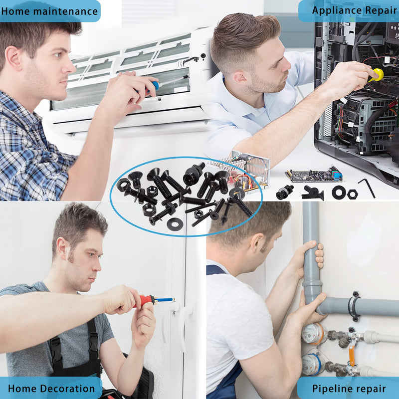 [Australia - AusPower] - newlng M2 M3 M4 M5 Socket Head Screws Set Carbon Steel Black Flat Head Hexagon Bolts and Nuts Washers Set 1065pcs Countersunk Head Screw & Bolt Assortment Sets with Spanner for Home Industrial M2345-3 